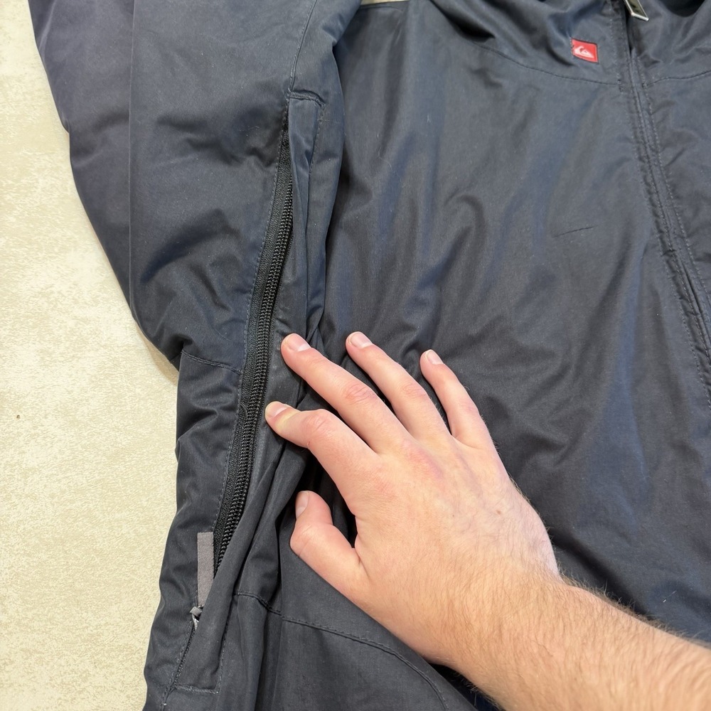 Quiksilver 5000 Snowboard Ski Jacket Mens Large Black Hooded Zip Coat Y2K - Picture 2 of 13